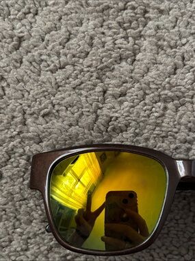 Joy Mangano Men's Brown Frame Sunglasses with Yellow Mirrored Lenses